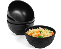 Unyqoos ® Set van 4 Luxe Zwarte Serveerschalen van Onbreekbaar Kunststof, 700 ml, BPA-vrij en Herbruikbaar