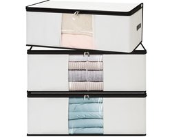 Unyqoos® Set van drie opvouwbare opbergtassen voor onder het bed met groot venster