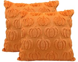 Unyqoos® Set van twee decoratieve kussenslopen met pompoenmotief voor herfstdecoratie