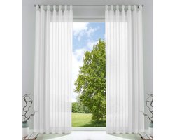 Unyqoos® Set van twee elegante witte voile gordijnen voor woonkamer met loodband