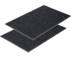 Unyqoos® Set van twee grijze weerbestendige deurmatten met stevige borstelharen voor buiten