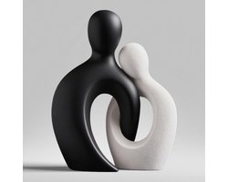 Unyqoos® Set van Twee Moderne Sculpturen in Zwart en Wit voor Stijlvolle Interieurdecoratie