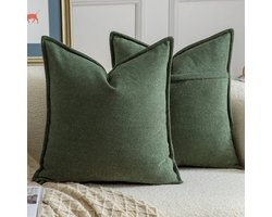 Unyqoos® Set van twee zachte groene chenille kussenhoezen voor moderne woningdecoratie