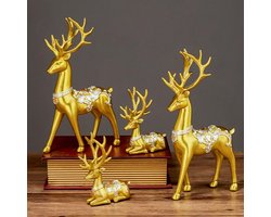 Unyqoos® Set van vier gouden elandbeelden als decoratieve woonaccessoires voor elk seizoen