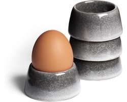 Unyqoos® Set van vier grijze eierdopjes met uniek kleurverloop en krasbestendig ontwerp