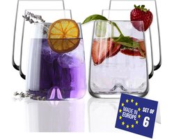 Unyqoos® Set van zes grote elegante glazen voor diverse dranken met stijlvol ontwerp