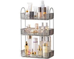 Unyqoos ® Stijlvolle 3-Lagen Cosmetica Organizer voor Badkamer en Meer in Luxe Grijze Afwerking