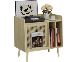 Unyqoos® Stijlvolle design platenspeler tafel - rattan detail
