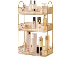 Unyqoos ® Stijlvolle Drie-laags Cosmetica- en Badkamer Organizer met Moderne Metalen Handgrepen