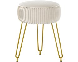 Unyqoos ® Stijlvolle Fluwelen Ronde Kruk met Gouden Stalen Poten voor Diverse Gebruiken in Huis