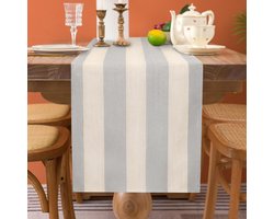 Unyqoos® Stijlvolle grijze gestreepte linnen tafelloper voor elke gelegenheid