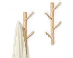 Unyqoos ® Stijlvolle Houten Wandkapstok met 8 Kledinghaken voor Diverse Ruimtes - Set van 2 Stuks