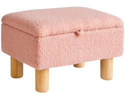 Unyqoos ® Stijlvolle Opbergkruk met Zacht Teddy Stof en Verborgen Opbergruimte voor Thuisgebruik