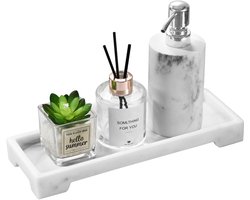 Unyqoos ® Stijlvolle Rechthoekige Opbergplank voor Badkamer en Meer, Kunsthars met Marmerlook, Compact Formaat