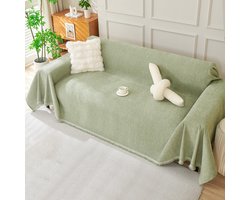 Unyqoos® Stijlvolle saliegroene bankhoes met decoratieve kwastjes voor diverse bankformaten 180 x 260 cm