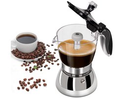 Unyqoos® Traditionele Italiaanse espressopot voor zes kopjes met transparant ontwerp