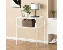 Unyqoos® Transparante en moderne bijzettafel met dubbele opbergruimte voor elk interieur