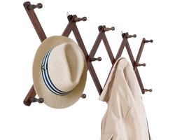 Unyqoos® Uitschuifbare houten wandkapstok met 14 haken voor optimale ruimtebenutting