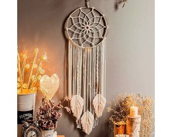 Unyqoos® Unieke Handgemaakte Macramé Dromenvanger voor Boheemse Wanddecoratie en Slaapkamerinrichting