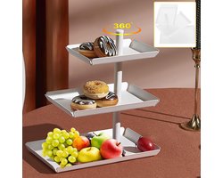 Unyqoos® Wit metalen etagère met drie draaibare lagen voor fruit en desserts
