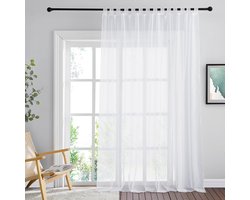 Unyqoos® Witte transparante extra lange gordijnen met afneembare lussen voor woonkamer