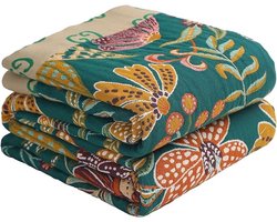 Unyqoos ® Zachte en Ademend Katoenen Deken met Bloemenmotief voor Elk Seizoen, 150 x 200 cm