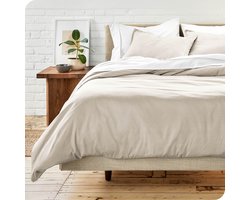 Unyqoos® Zachte en beddengoedset in zandkleur voor een luxe slaapkamer