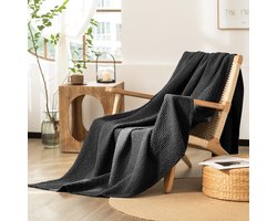 Unyqoos® Zachte katoenen woondeken met wafelpatroon voor bank en woonkamer