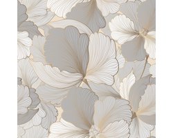 Unyqoos® Zelfklevend bloemenbehang in beige-goudgrijs voor stijlvolle interieurdecoratie