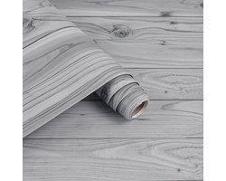 Unyqoos® Zelfklevende Grijze Houtnerf Meubelfolie voor Rustieke Interieurdecoratie, 40 x 3 m
