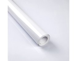 Unyqoos® Zelfklevende Hoogglans Witte Decorfolie voor Meubels en Wanden, 30 x 300 cm