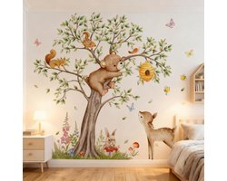 Unyqoos® Zelfklevende wanddecoratie met jungle bosdieren voor kinderkamer