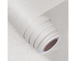 Unyqoos® Zelfklevende witte meubelfolie met linnenpatroon voor veelzijdig gebruik