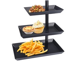 Unyqoos® Zwarte metalen etagère met drie lagen voor desserts en hapjes presentatie