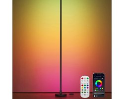 UNYX LED VloerLamp - RGB Sfeerverlichting - Hoeklamp - Staande Lamp - App en afstandsbediening - Zwart