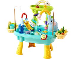 Upgrade 4-in-1 Watertafel voor Peuters 1-3 - Zintuiglijke Speeltafel met Elektrische Waterpomp & Kraan - Keuken Gootsteen met Accessoires, Visspeelgoed - Nieuw Blauw - 1 Stuk