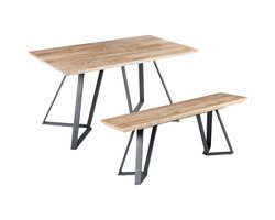 UPTON - Eetkamerset - Lichte houtkleur/Zwart - MDF