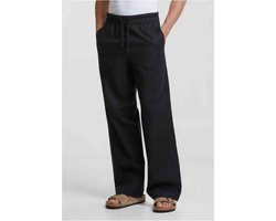 Urban Classics - Loose Cotton Linen Broek rechte pijpen - S - Zwart