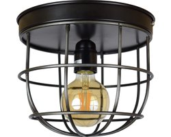 Urban Interiors  Barn Large Plafondlamp Zwart - Metalen kooi - Ø22