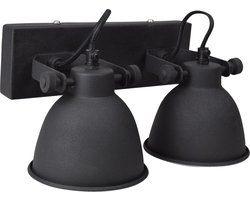 Urban Interiors Industrial Double Wandlamp Zwart - Stelbaar - 16x28x14