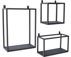 Urban Interiors Industrial Set van 3 Wandkastjes Zwart - Metaal -