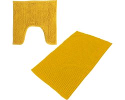 Urban Living badkamer droogloop matjes/tapijt - set 2x stuks - polyester - okergeel
