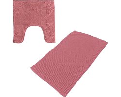 Urban Living badkamer droogloop matjes/tapijt - set 2x stuks - polyester - oud roze