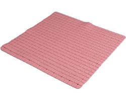 Urban Living Badkamer/douche anti slip mat - rubber - voor op de vloer - oud roze - 55 x 55 cm