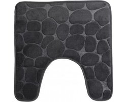 Urban Living Badkamerkleedje/wc badmat tapijt - memory foam - antraciet - 49 x 49 cm