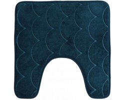 Urban Living Badkamerkleedje/wc badmat tapijt - memory foam - donkerblauw - 49 x 49 cm