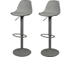 Urban Living - Barkrukken set van 2 - Barstoelen met rugleuning - Kunstleer - Grijs