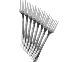 Urban Living BBQ/verjaardag/outdoor bestek - vorken - 8x - kunststof - 17 cm - zilver - herbruikbaar