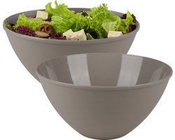 Urban Living Beslagkom/mengkom/salade schaal - 2x - 5 liter - kunststof - beige - D27 x H13 cm