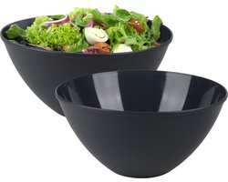 Urban Living Beslagkom/mengkom/salade schaal - 2x - 5 liter - kunststof - donkerblauw - D27 x H13 cm